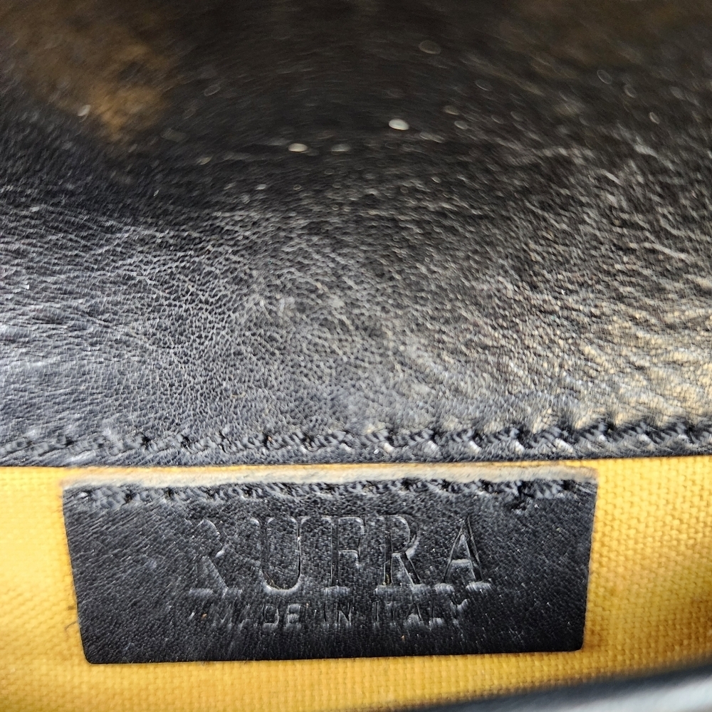 RUFRA Made In Italy Black Woven Small Purse Leather Gold Detail - Picture 5 of 15